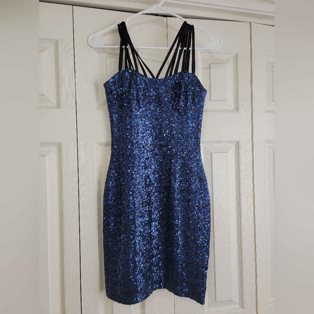 Dress The Population Blue Sequin Dress